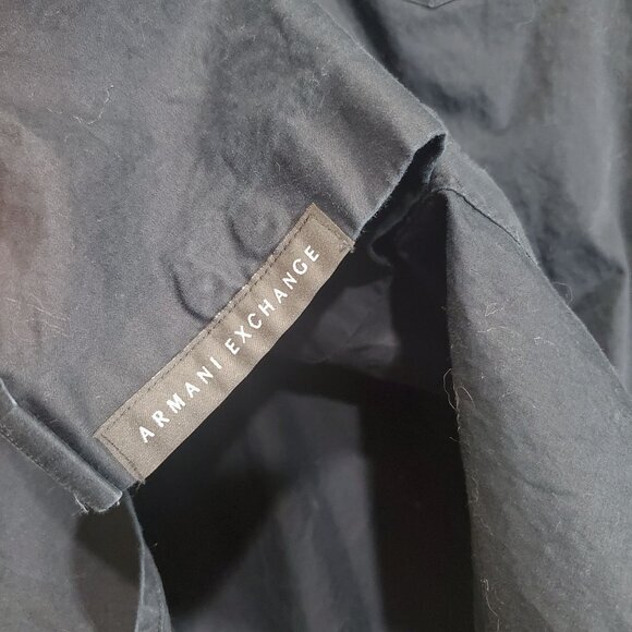 ARMANI EXCHANGE A/X Mens Shirt SZ L 16.5-17 Black Long Sleeves Collar Pocket - Picture 9 of 10